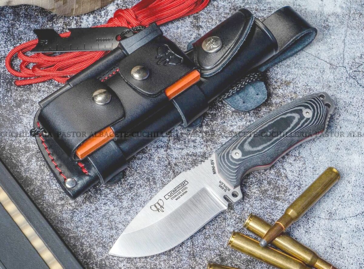 Cudeman 115-BC  Mini Boina Verde–  Cuchillo Bushcraft, Micarta  & Böhler N695
