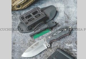 Cudeman 115BK Mini Boina Verde–  Cuchillo Bushcraft, Micarta  & Böhler N695