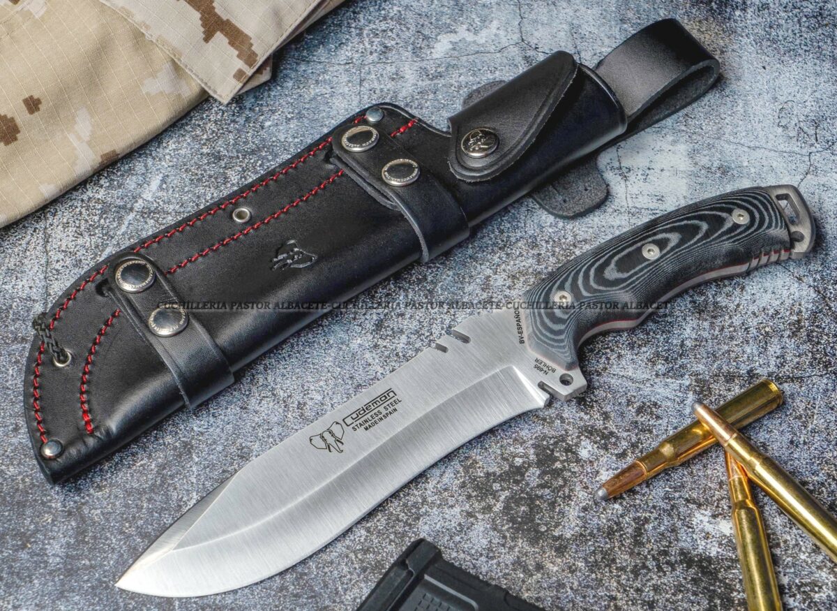 Cudeman 299-B-  Boina Verde Español –  Cuchillo Bushcraft, Micarta  & Böhler N695