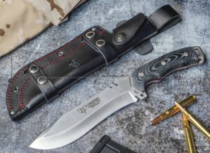 Cudeman 299-B-  Boina Verde Español –  Cuchillo Bushcraft, Micarta  & Böhler N695