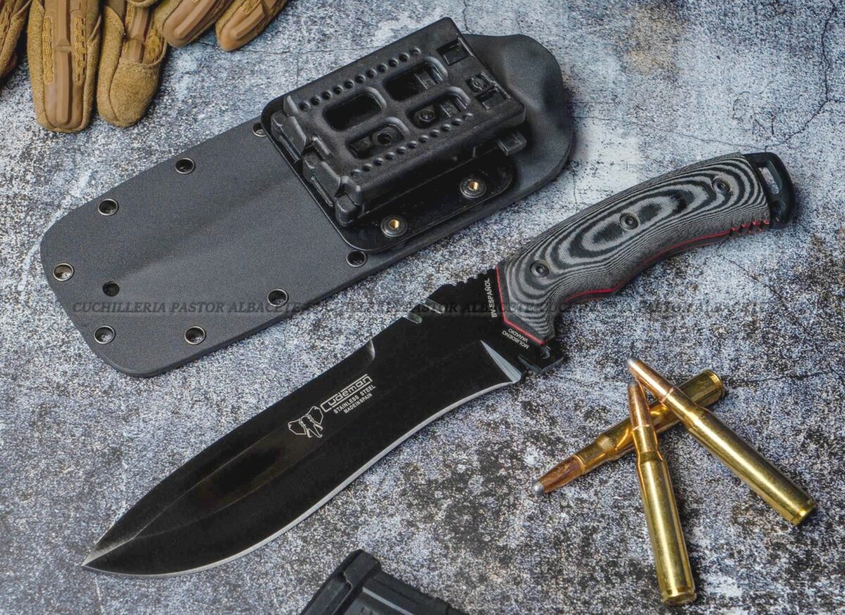 Cudeman 299-N-K-  Boina Verde Español–  Cuchillo Bushcraft, Micarta  & Böhler N695