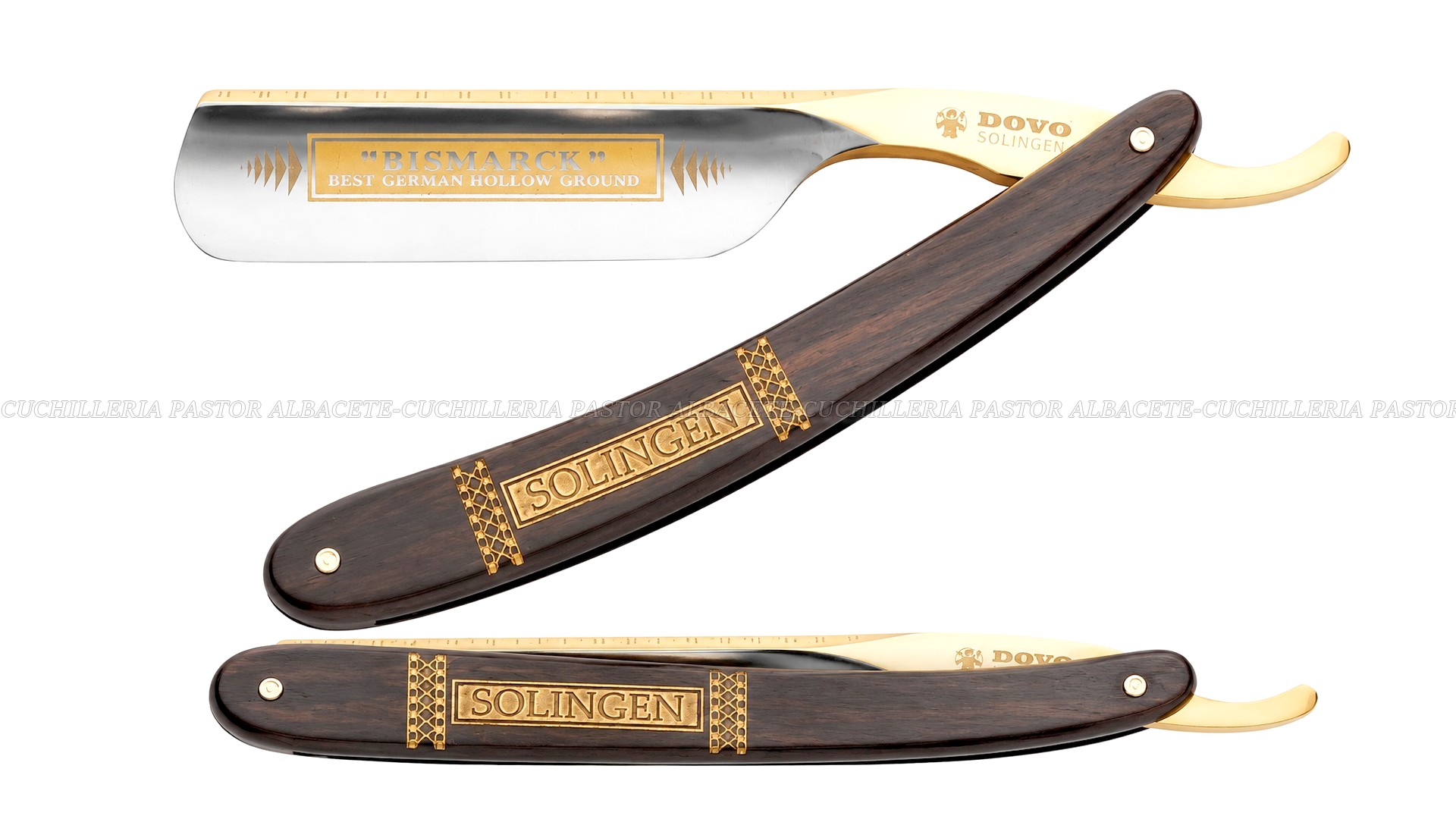Navaja de Afeitar Dovo Solingen Bismarck 6/8 Ébano Oro 24K