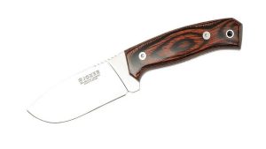 Cuchillo Joker Montes CR59 – Acero MoVa | Mango de Madera Stamina + Funda de Cuero | Ideal para Caza y Bushcraft