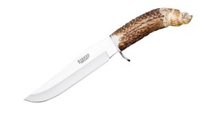 Cuchillo Joker Jabato CT34 – Acero 440 | Mango de Ciervo Tallado + Funda de Cuero | Caza y Colección