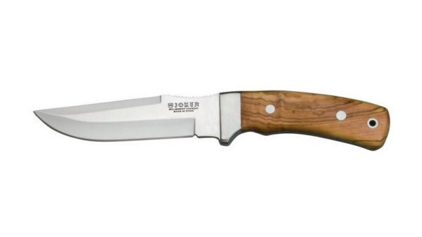 Cuchillo Joker Gamo CO45 – Acero Inoxidable 440 | Mango de Olivo + Funda de Cuero | Caza y Bushcraft