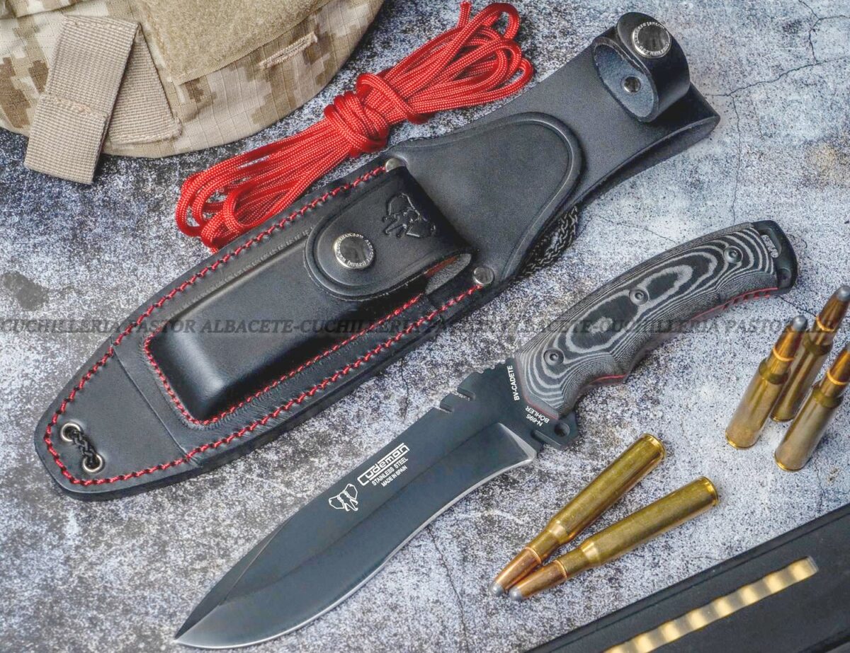 Cudeman 299-NC-  Boina Verde Español –  Cuchillo Bushcraft, Micarta  & Böhler N695