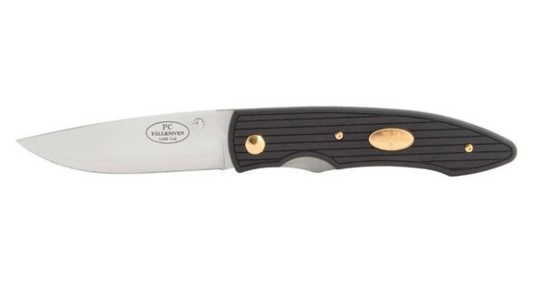 Fallkniven PCx Negra – Acero CoS laminado, Logo y Tornillos Oro, Clip