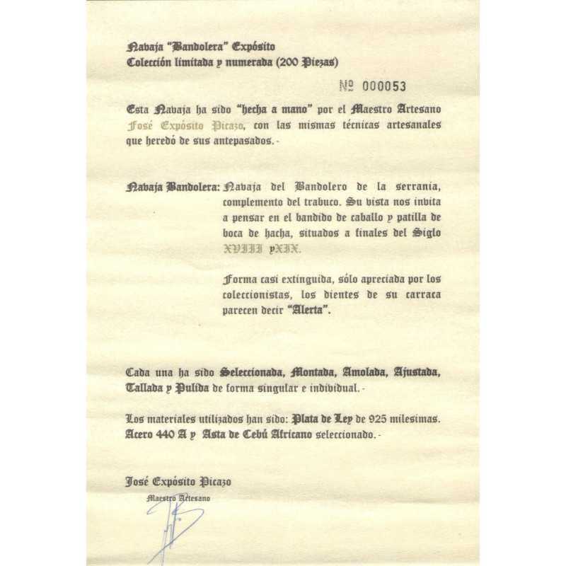 Navaja Bandolera Expósito Cebú Serie Limitada y Numerada Año 2000
