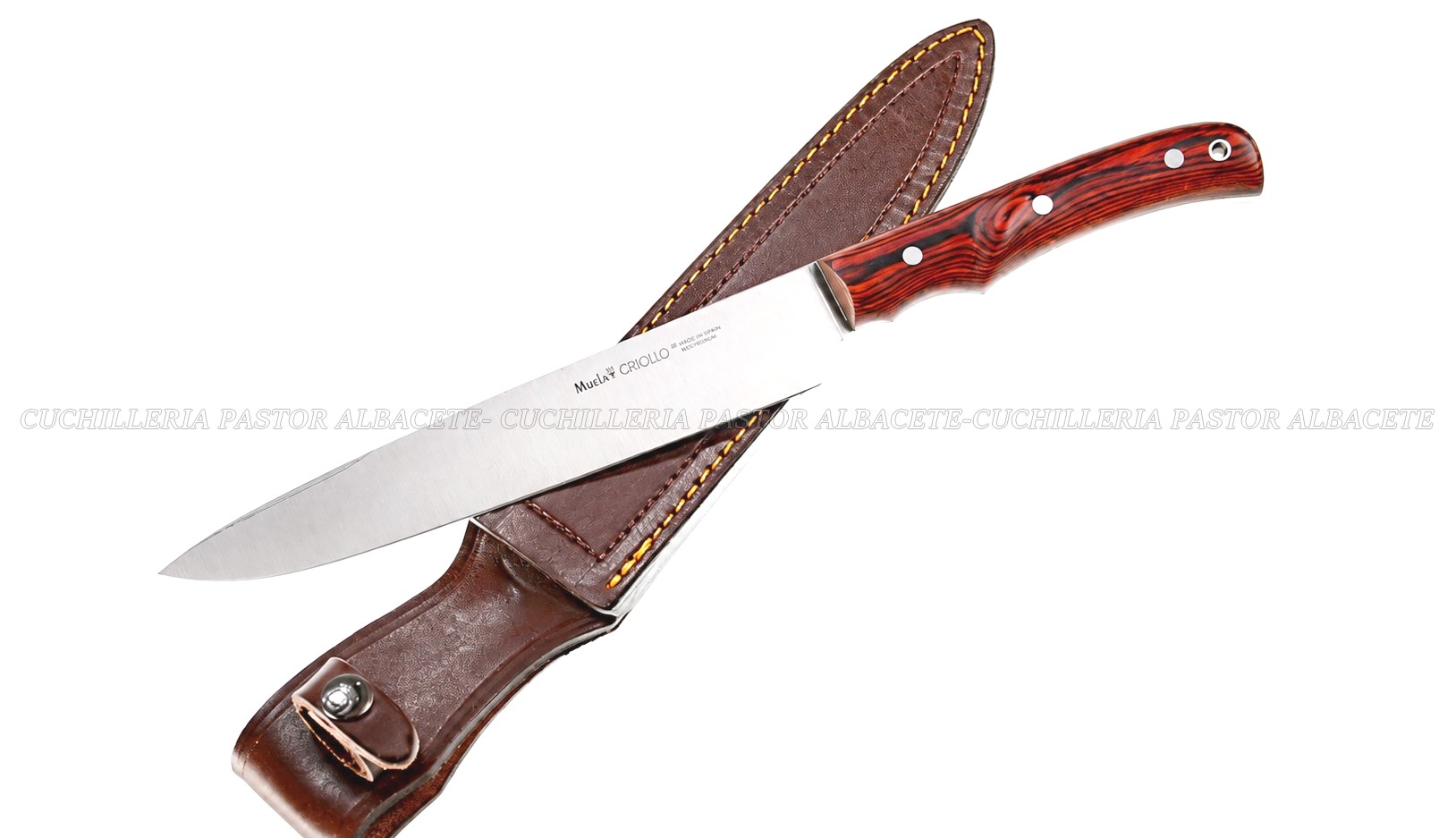 Cuchillo Muela Criollo - Madera Coral - Funda Cuero