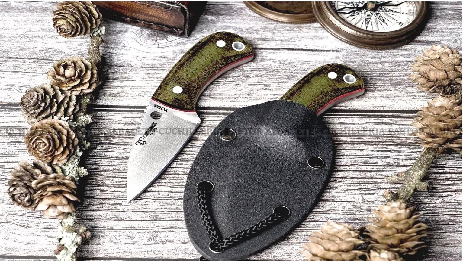 Cuchillo Cudeman Yoda 200-GV -  G-10 Verde - Funda Cuero