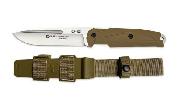 El K25 KA-52 Coyote (Ref. 32687) es un cuchillo táctico de alto rendimiento, diseñado para entornos exigentes como actividades militares, outdoor, supervivencia o uso profesional