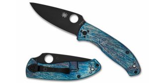 Spyderco Tenacious C122TIBLBKD2P – Hoja D2 | Mango de Titanio Azul | Navaja Plegable Premium EDC