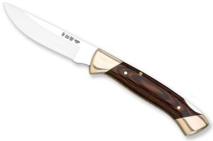 Navaja de Caza Nieto – Madera Stamina, Latón Fabricada artesanalmente en Albacete, España