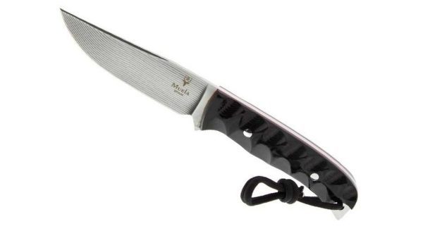 Cuchillo Muela HUSKY-10M.DX es una edición limitada de alta gama, fabricada en España, que destaca por su hoja de acero damasco inoxidable y su mango de micarta negra 3D