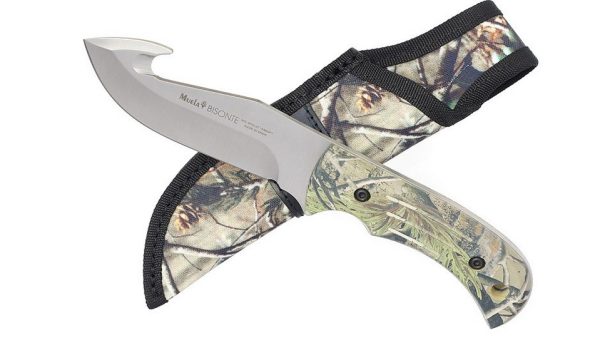 Cuchillo Muela Bisonte 11AP – Hoja de 11,5 cm y mango antideslizante camuflado | Fabricado en España