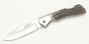 Navaja Muela BX‑8A | Hoja 8,5 cm – Cachas Asta de Ciervo – Back‑Lock