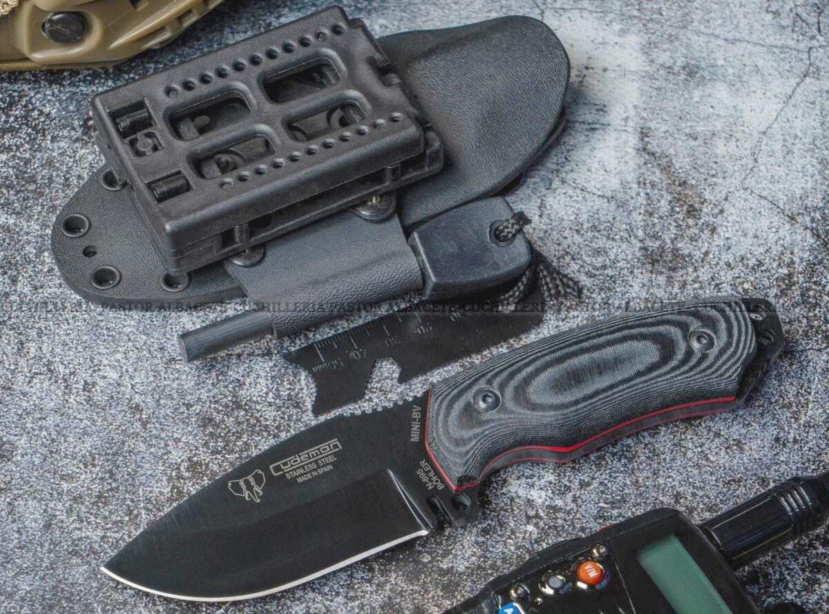Cudeman 115NK Mini Boina Verde–  Cuchillo Bushcraft, Micarta  & Böhler N695