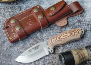 Cudeman 115-X  Mini Boina Verde–  Cuchillo Bushcraft, Micarta  & Böhler N695