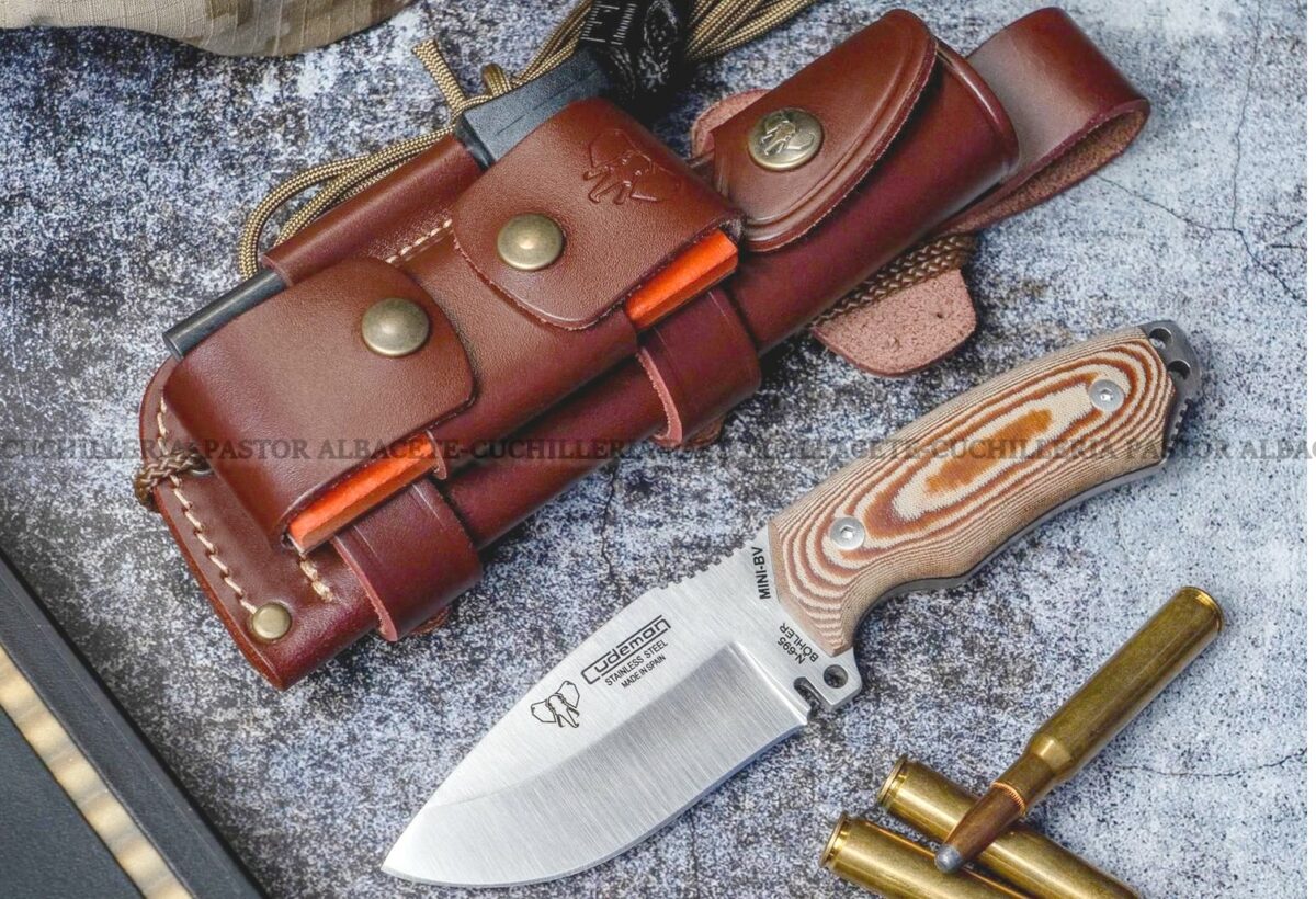 Cudeman 115-XC  Mini Boina Verde–  Cuchillo Bushcraft, Micarta  & Böhler N695