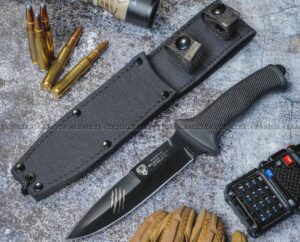 Cudeman 177-P Black Lion cuchillo militar supervivencia hoja MoVa 15 cm contrafilo afilado mango caucho funda nylon