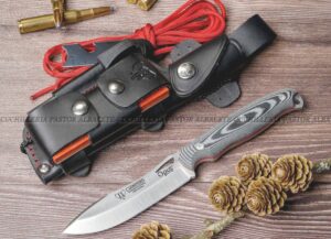 El Cudeman Opus Ness Wolf 208-MC Micarta negra es un cuchillo de caza y bushcraft fabricado artesanalmente en Albacete, España.