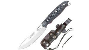 El Cudeman Opus Ness Wolf 208-M Micarta negra es un cuchillo de caza y bushcraft fabricado artesanalmente en Albacete, España.