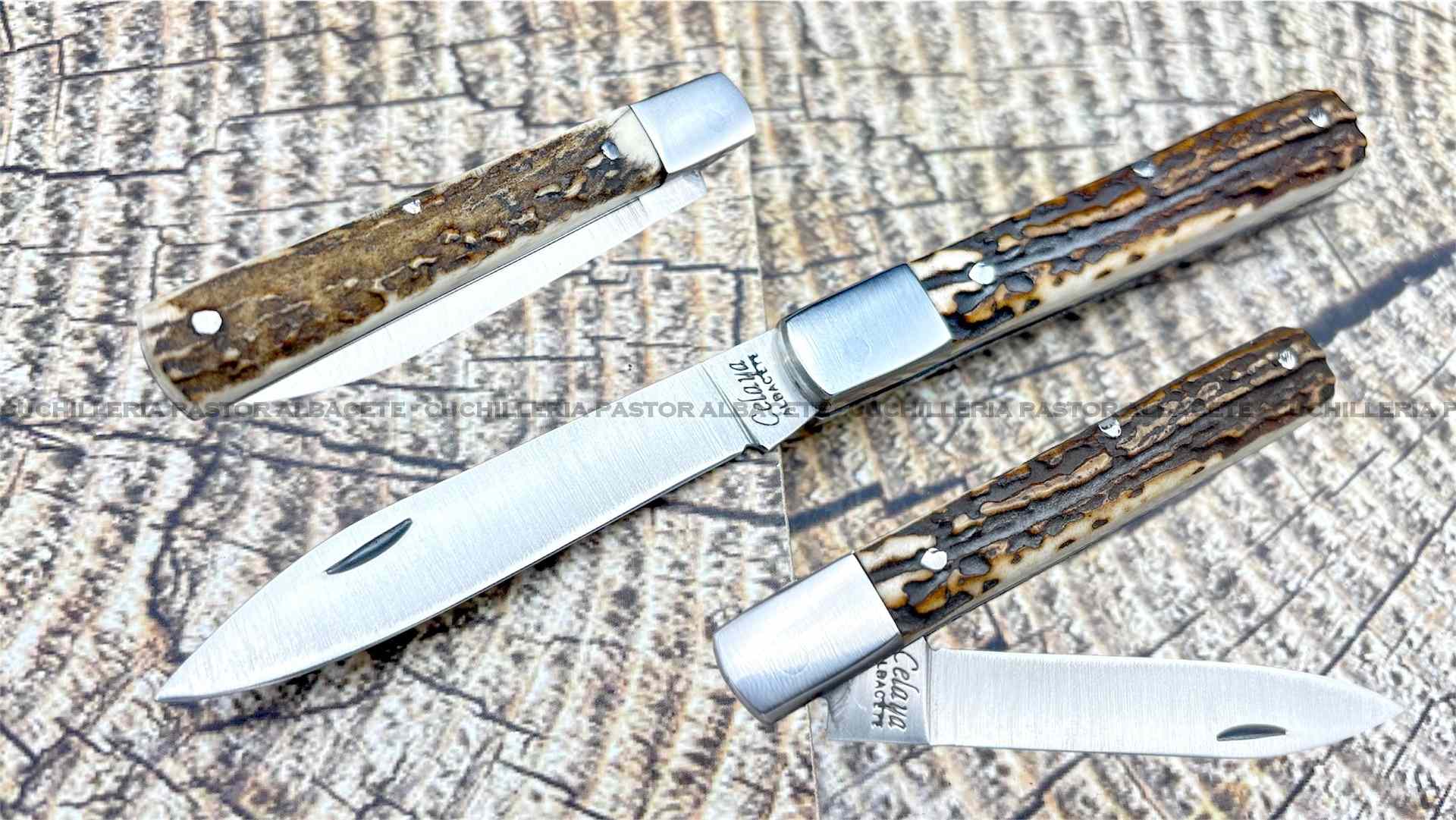 Navaja Celaya Bolsillo, Mango Asta Ciervo y Cierre Pistón