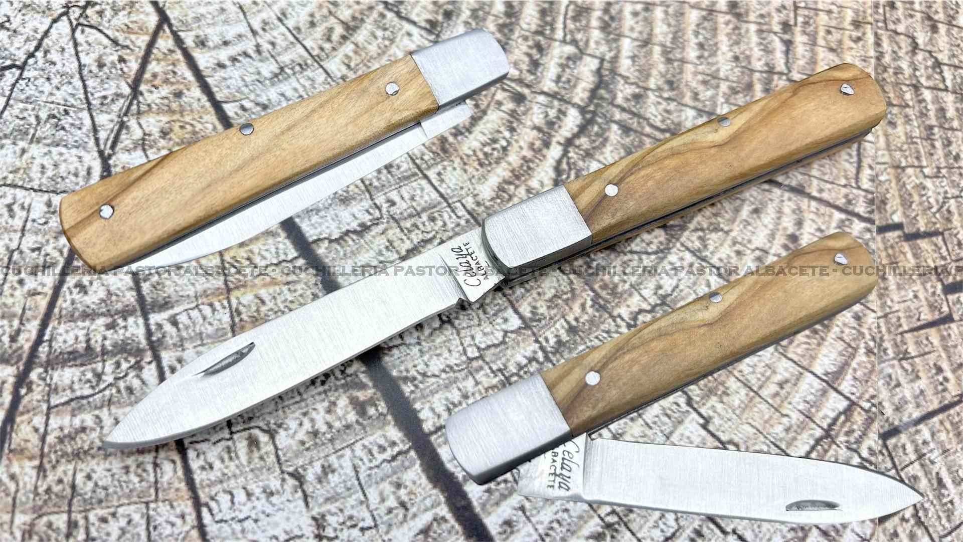 Navaja Celaya Bolsillo, Mango Madera Olivo y Cierre Pistón