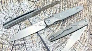 La Navaja Salamandra One Valeria Titanio y G10 Gris, fabricada por Alfa Cuchillería, es una herramienta EDC (Every Day Carry) que combina diseño elegante, materiales premium y alto rendimiento.