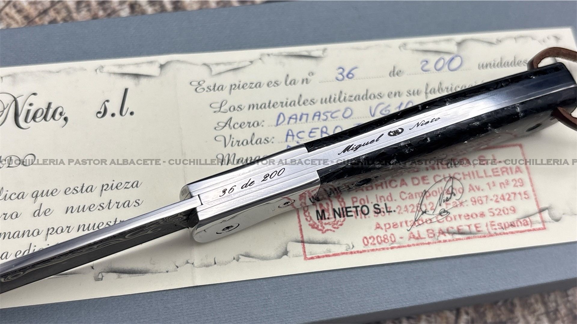 Navaja M.Nieto Lord Edición Limitada Damasco Fibra Carbono - Imagen 4
