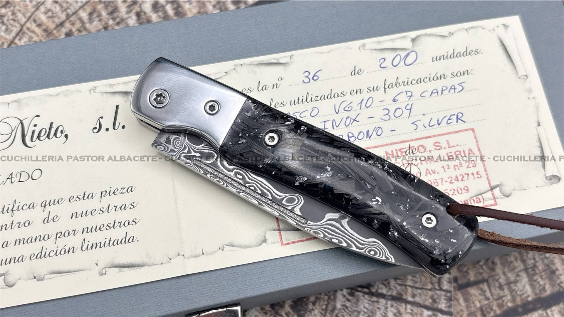 Navaja M.Nieto Lord Edición Limitada Damasco Fibra Carbono - Imagen 3