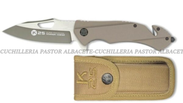 La navaja rescate K25 Coyote G10  es una herramienta versátil y resistente, diseñada para ofrecer un rendimiento fiable tanto en el uso diario (EDC) como en actividades al aire libre.