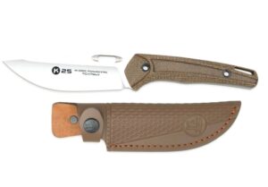 El cuchillo K25 Caramelo Micarta  es la combinación perfecta entre diseño clásico y funcionalidad táctica moderna.