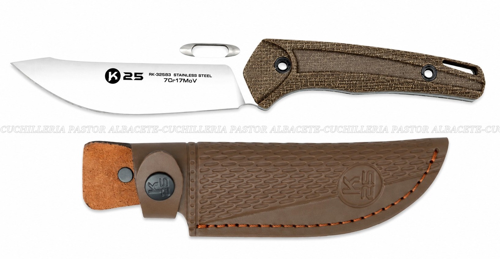 El cuchillo K25 Caramelo Micarta es la combinación perfecta entre diseño clásico y funcionalidad táctica moderna.