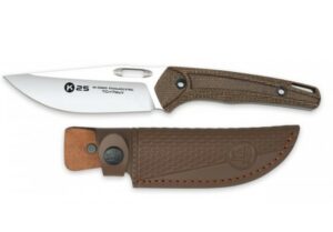 El cuchillo K25 Caramelo Micarta  es la combinación perfecta entre diseño clásico y funcionalidad táctica moderna.