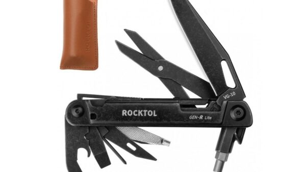 La ROCKTOL GEN-R Lite 15 en 1 es una multiherramienta compacta, elegante y funcional, diseñada para el uso diario (EDC). Con un acabado negro lavado a la piedra y materiales resistentes, combina estilo, durabilidad y practicidad en un formato ligero y fácil de transportar.