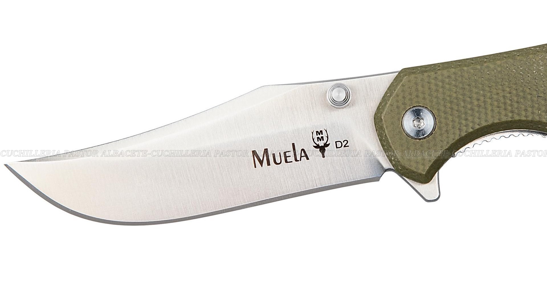 Navaja Muela Vibora-10M | Navaja táctica compacta de acero D2 y mango Micarta verde
