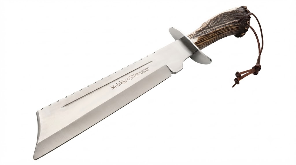 Machete Muela SHERPA-28S Asta de Ciervo Funda Cuero