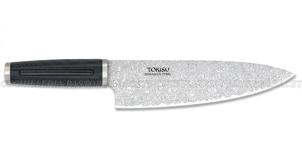 Cuchillo Tokisu Gyuto de acero de Damasco de 67 capas con mango de goma